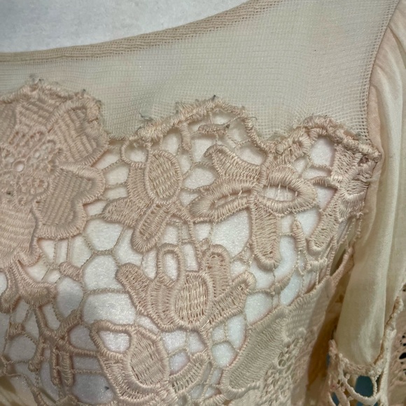 🍑☺️Anthropologie Holding Horses Soft Peach Mesh Detail Babydoll Dress🧡💌 - Picture 7 of 13